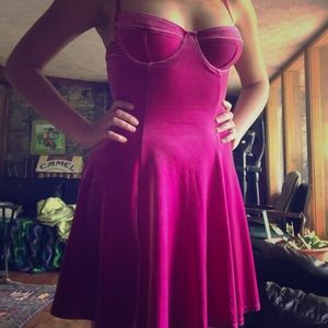 Pink velvet skater dress